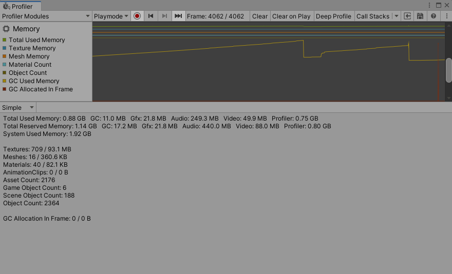 The Simple view with some Profiler data loaded